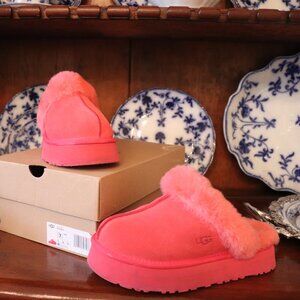 UGG Pink Fuzzy Mules Disquette 7